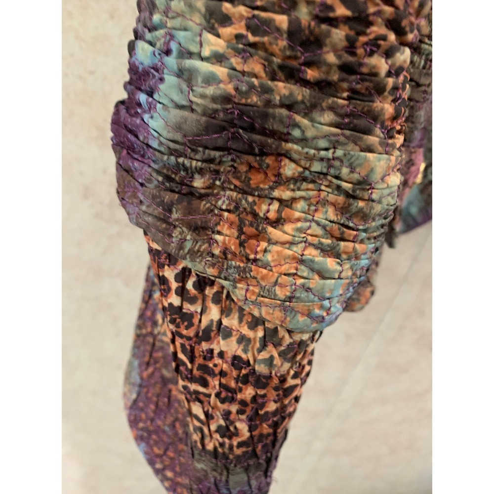 BOHO CHIC Textured Animal Print Jacket Teal Purple Orange Gold Button SZ 14 - Picture 3 of 11